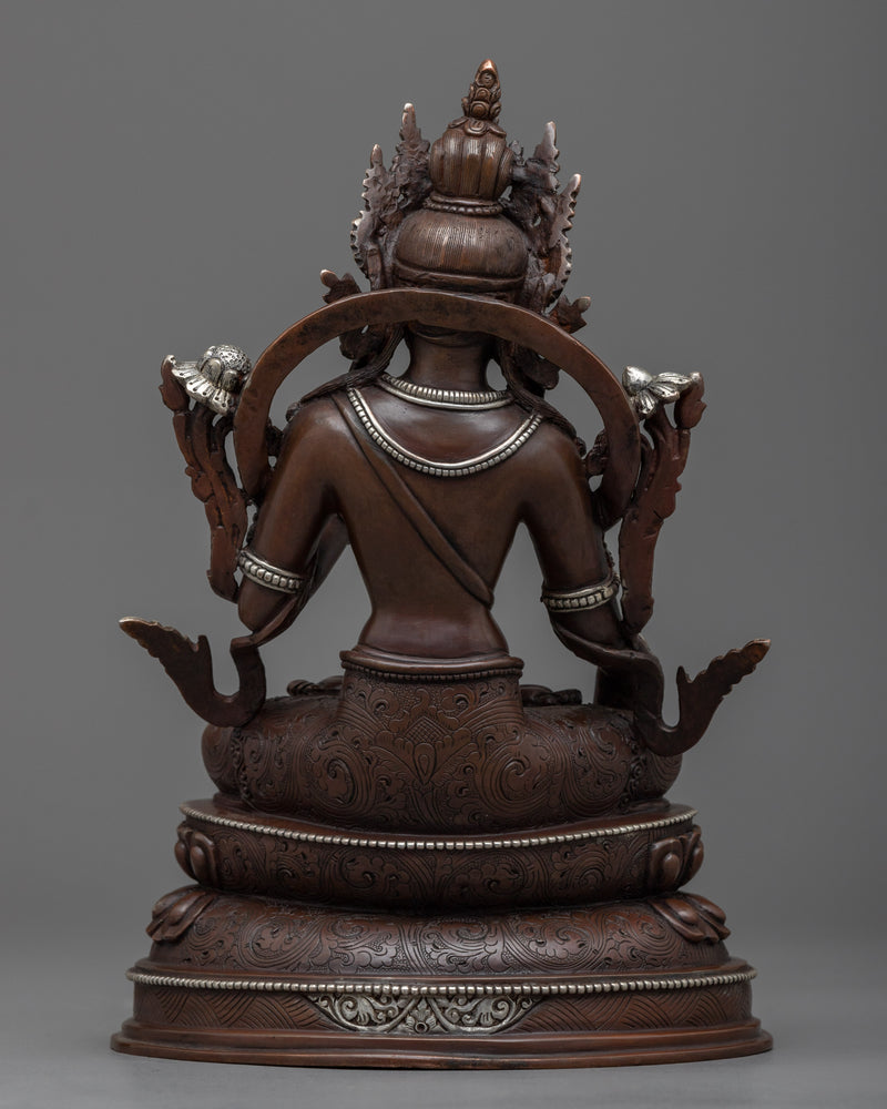 Experience Serene Compassion with our Dolkar Statue | Nepalese Green Tara Artwork