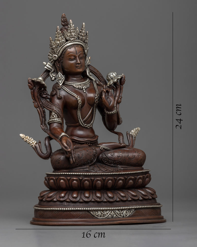 Experience Serene Compassion with our Dolkar Statue | Nepalese Green Tara Artwork