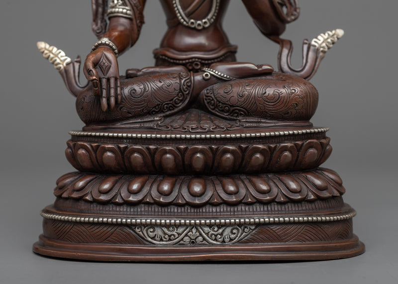 Experience Serene Compassion with our Dolkar Statue | Nepalese Green Tara Artwork