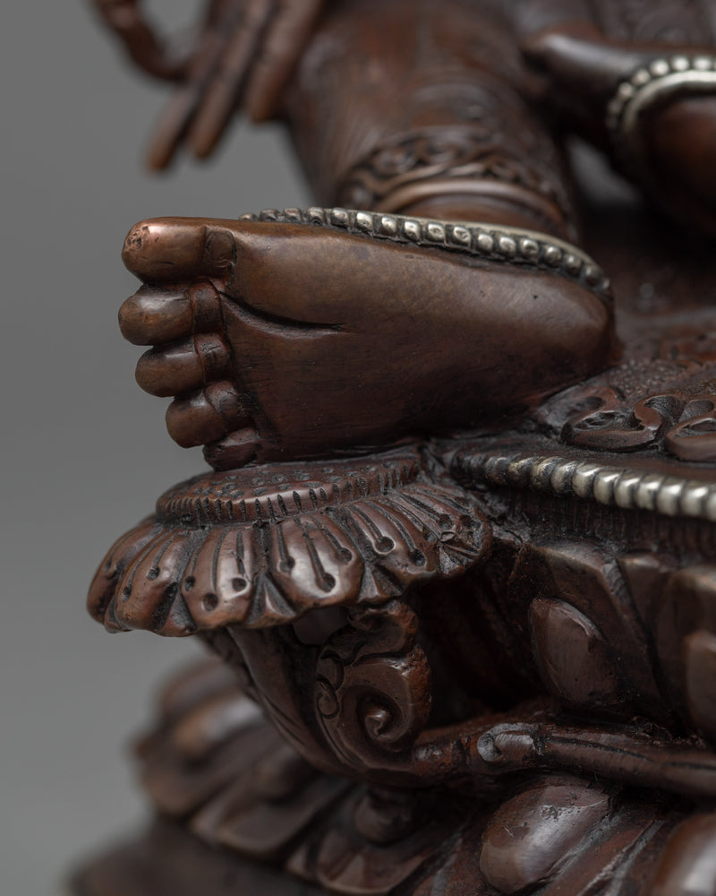 Welcome Tranquility with Our Khadiravani Tara Statue | Oxidized Copper Green Tara Sculpture