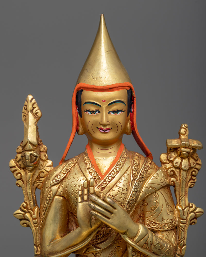 Lama Tsongkhapa Disciple on The Right side and Left Side | Tsongkhapa Statue Set