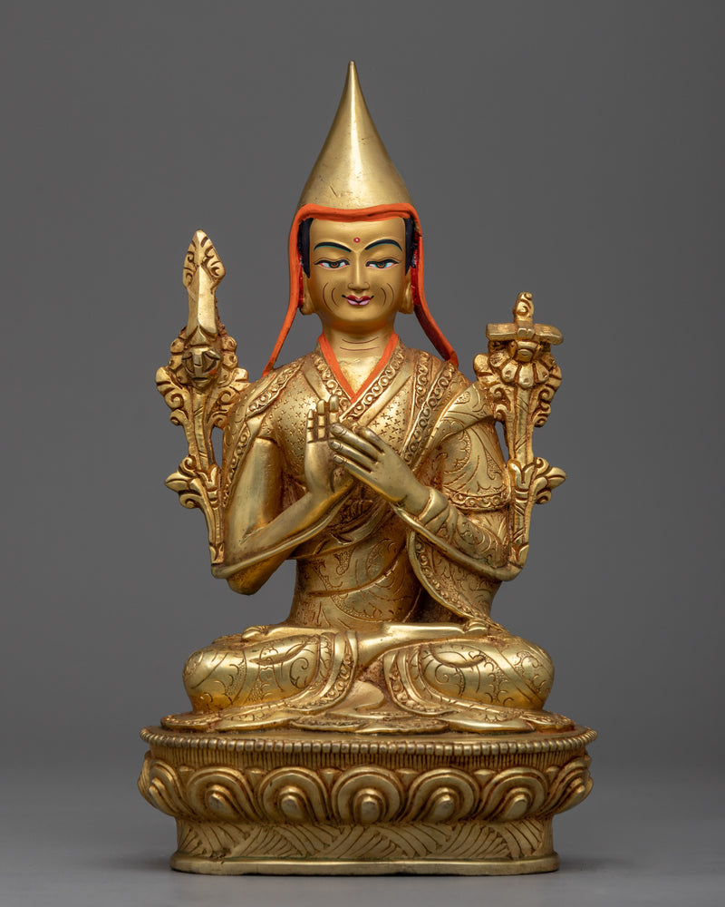 Lama Tsongkhapa Disciple on The Right side and Left Side | Tsongkhapa Statue Set