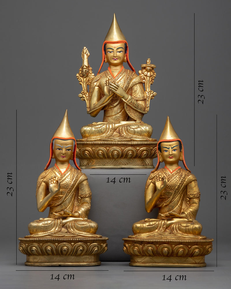 Lama Tsongkhapa Disciple on The Right side and Left Side | Tsongkhapa Statue Set