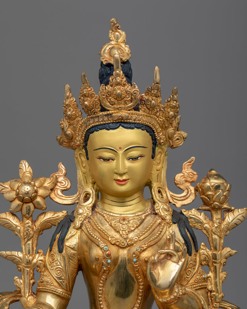 Unleash Serenity with Our Green Tara (Tara Noble) Statue | Fine Himalayan Sculpture