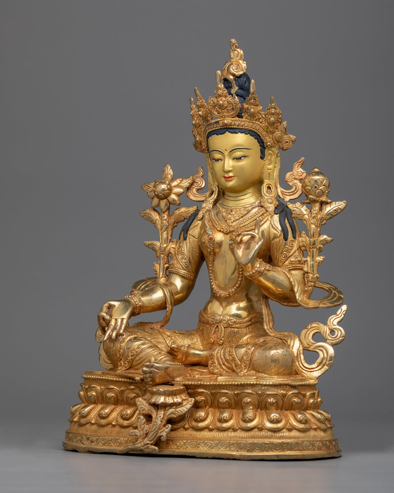 Unleash Serenity with Our Green Tara (Tara Noble) Statue | Fine Himalayan Sculpture