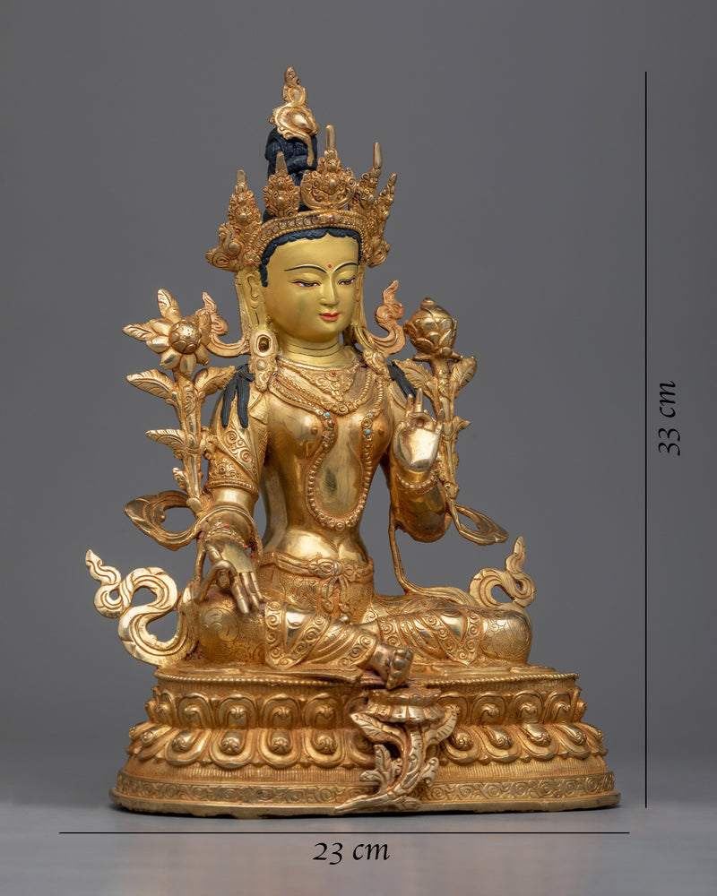 Unleash Serenity with Our Green Tara (Tara Noble) Statue | Fine Himalayan Sculpture