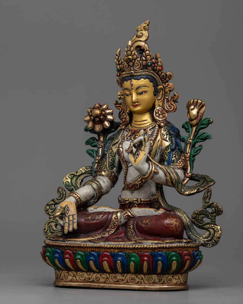 Female Buddhist Goddess White Tara Statue |  Embrace Divine Feminine Energy