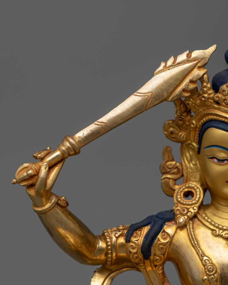 Manjughosa Statue | Exquisite 24k Gold Gilded Copper Statue