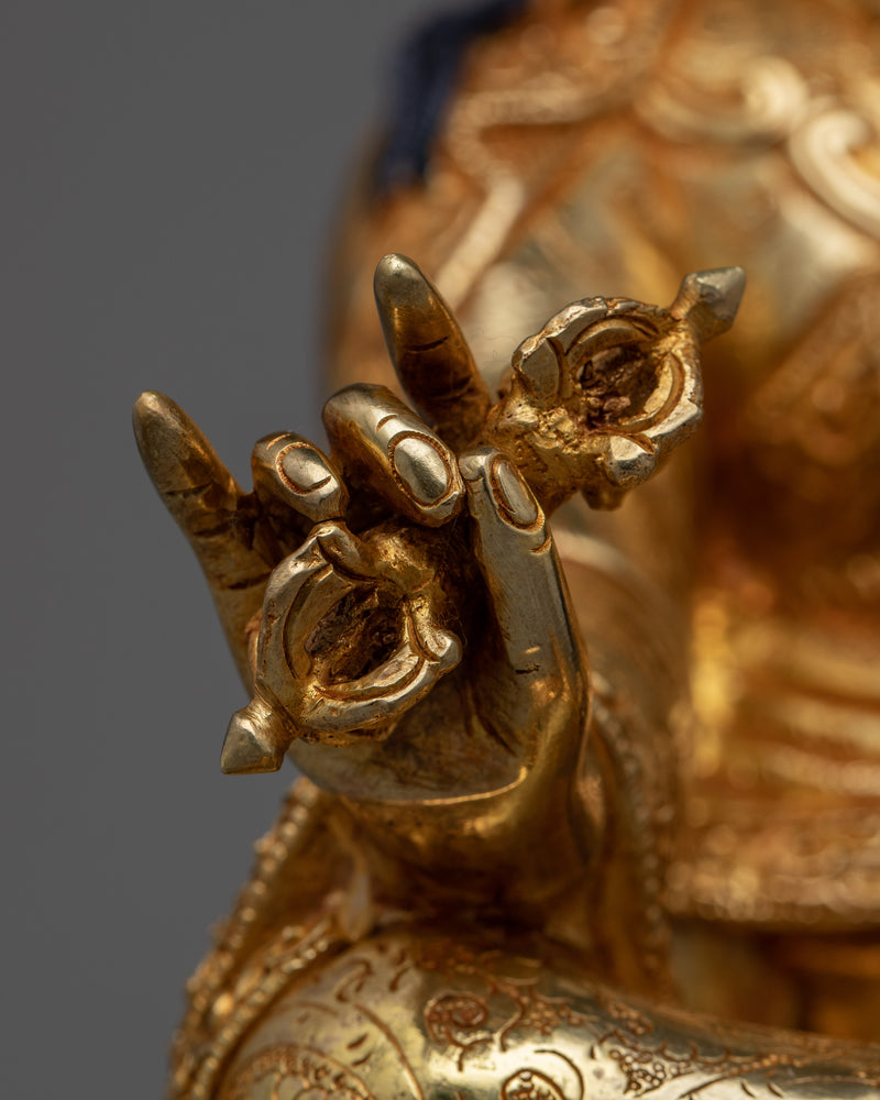 Born from Lotus Guru Rinpoche Statue | Exquisite 24k Gold Gilded Copper Masterpiece