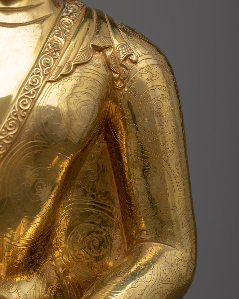 Exquisite Shakyamuni Buddha Figure | Gold-Gilded Copper Statue