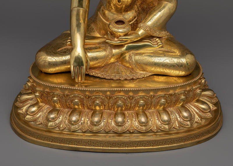 Exquisite Shakyamuni Buddha Figure | Gold-Gilded Copper Statue