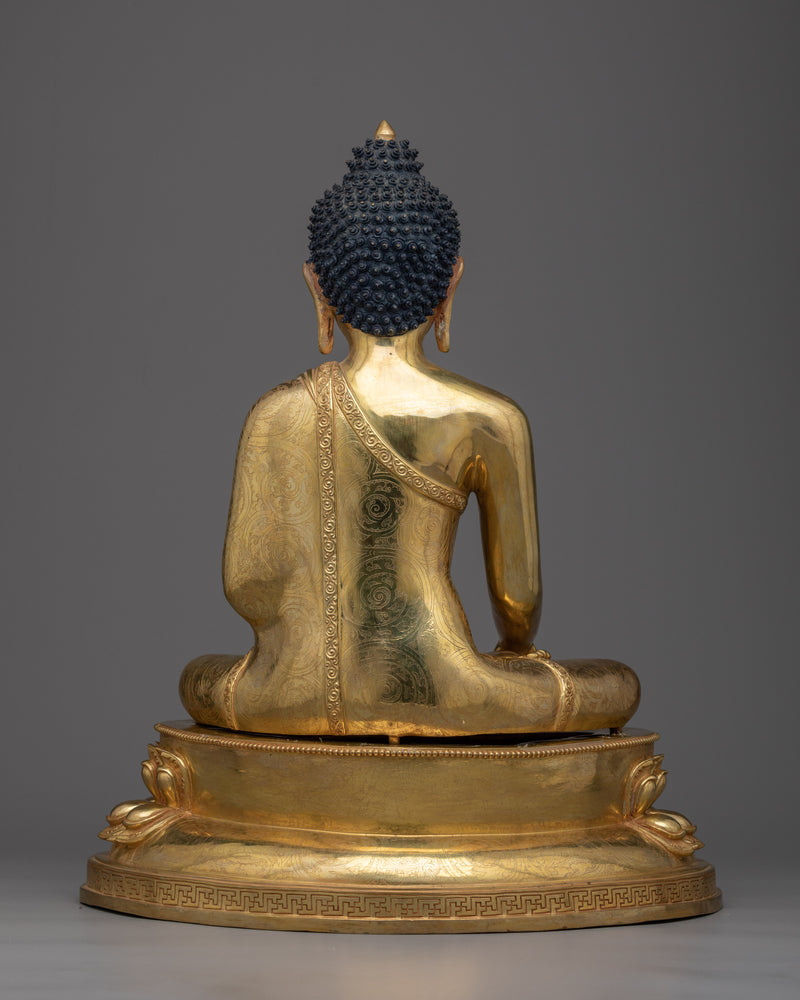 Exquisite Shakyamuni Buddha Figure | Gold-Gilded Copper Statue