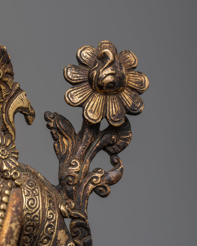 Standing Chenrezig Sculpture | Gold-Gilded and Antique Finished