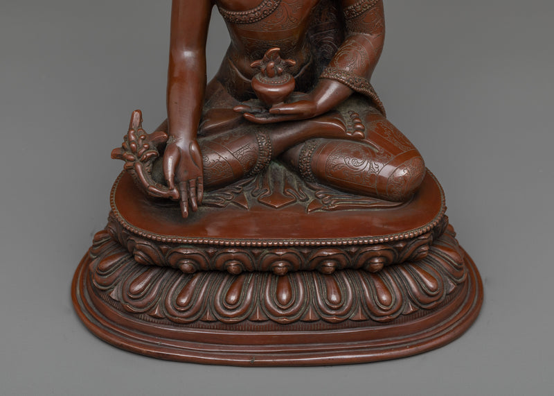 The Oxidized Copper Medicine Buddha Sculpture | Himalayan Artwork