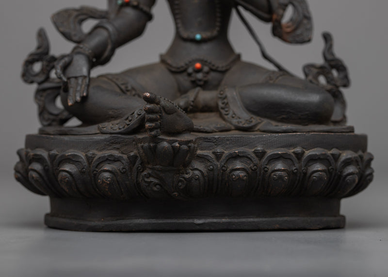 Antique Looking Green Tara Statue | Embrace Compassion and Artwork