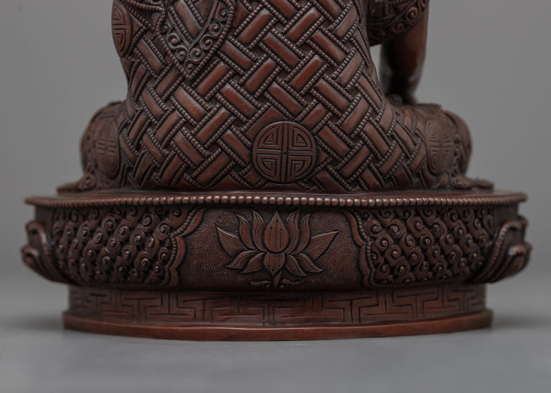 Śākyamuni Buddha Statue | Oxidized Copper Artisanal Craftsmanship