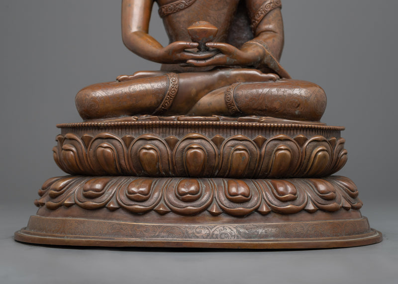 Amitabha Buddha Oxidized Copper Statue | Encounter Serenity with our Handmade Sculpture