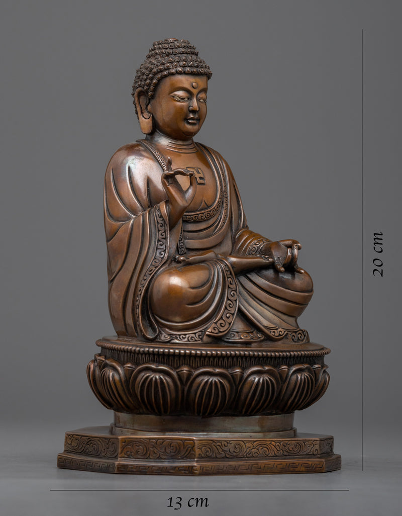 Bronze Finished Shakyamuni Buddha Statue | Captivating Serenity in Oxidized Copper