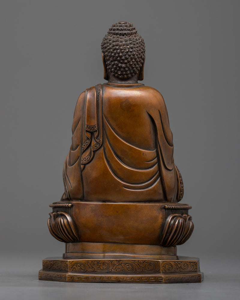 Bronze Finished Shakyamuni Buddha Statue | Captivating Serenity in Oxidized Copper