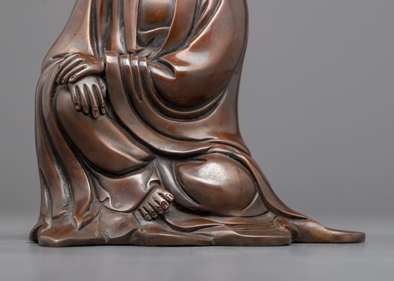 Immerse in Compassion with our Guanyin Statue | Oxidized Copper Statue For Meditation