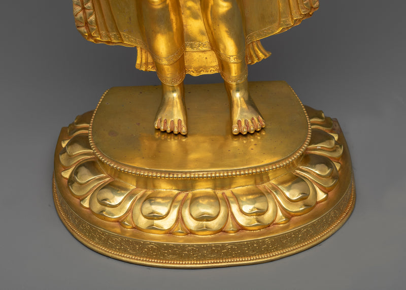 Standing Shakyamuni Buddha Artwork | Experience Enlightenment with Gold Gilded Statue