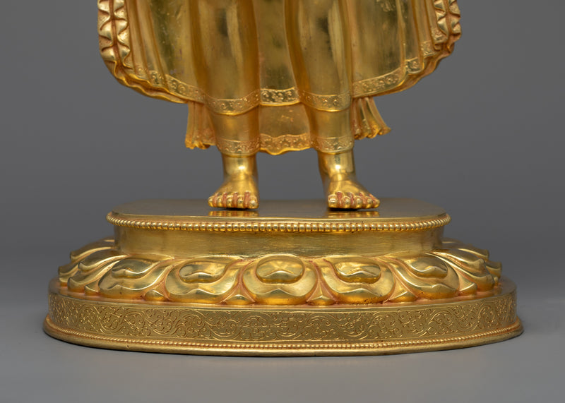 Standing Shakyamuni Buddha Artwork | Experience Enlightenment with Gold Gilded Statue