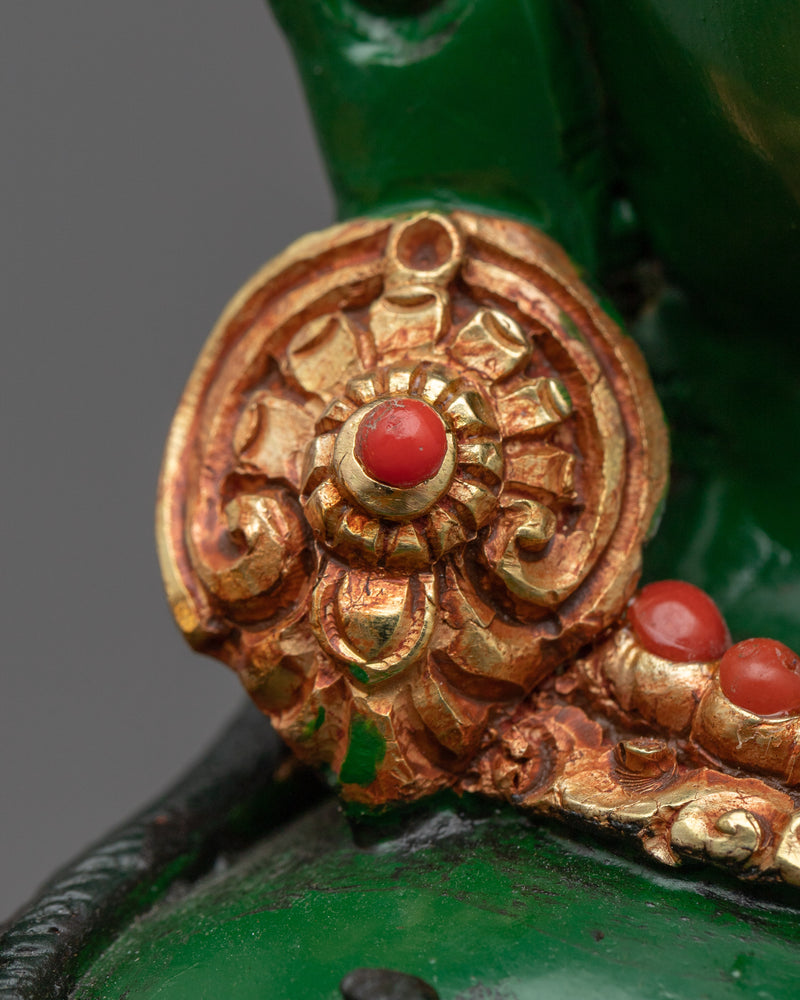 Discover Tranquility with Handcrafted Green Tara Puja Statue | Buddhist Copper Sculpture