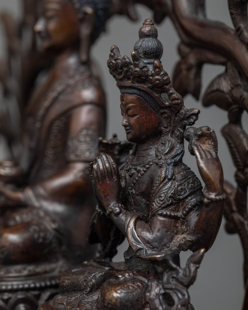 Amitabha, Green Tara, and Chenrezig Statue | Embrace the Power of Three Deity