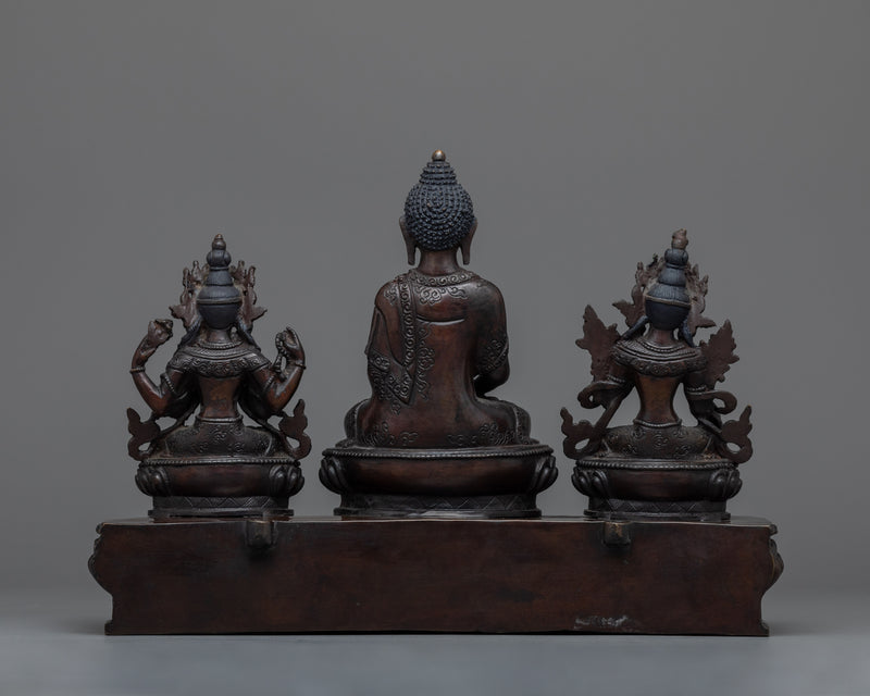 Amitabha, Green Tara, and Chenrezig Statue | Embrace the Power of Three Deity