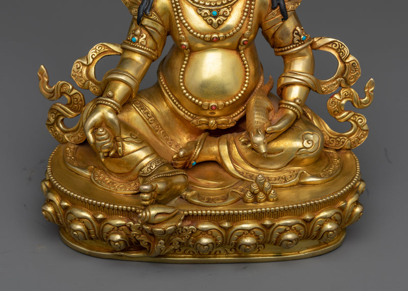 Tibetan Yellow Dzambhala Mantra Statue | Gold Gilded Elegance