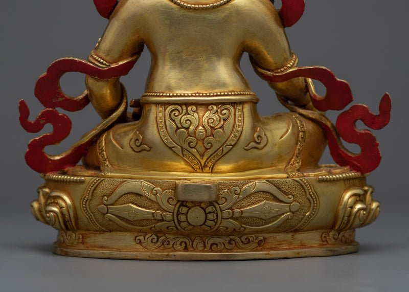 Tibetan Yellow Dzambhala Mantra Statue | Gold Gilded Elegance