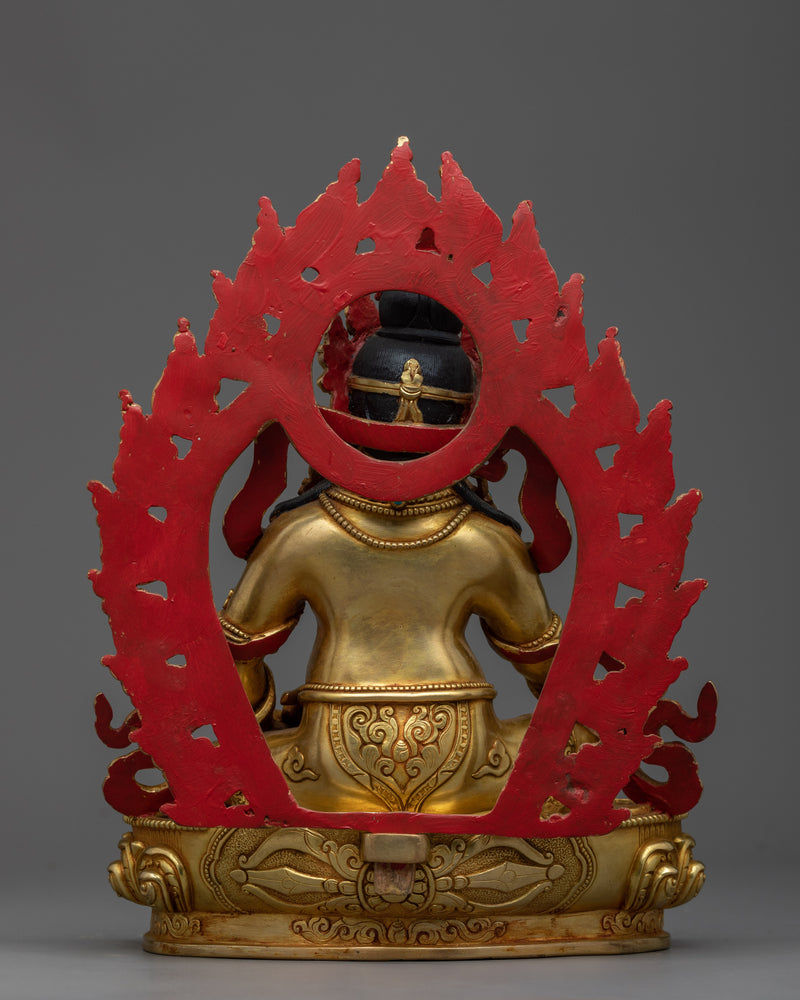 Tibetan Yellow Dzambhala Mantra Statue | Gold Gilded Elegance