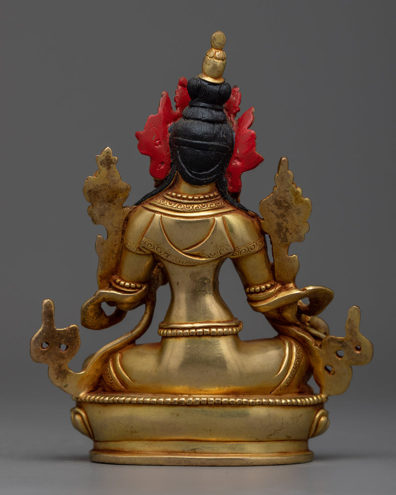 Graceful Green Tara Tibetan Statue | Meticulously Crafted with Gold Gilded Copper