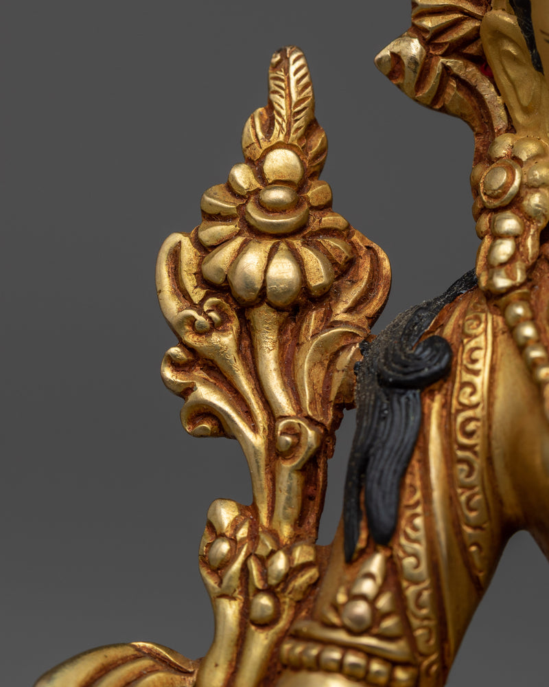 Graceful Green Tara Tibetan Statue | Meticulously Crafted with Gold Gilded Copper