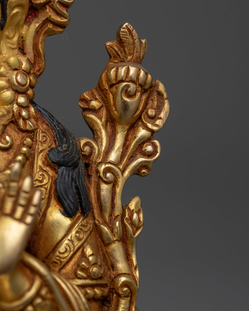 Graceful Green Tara Tibetan Statue | Meticulously Crafted with Gold Gilded Copper