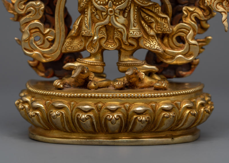 White Mahakala benefits with Statue | Exquisite Gold-Gilded Elegance