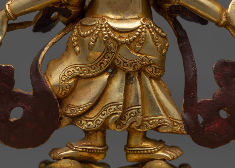 White Mahakala benefits with Statue | Exquisite Gold-Gilded Elegance