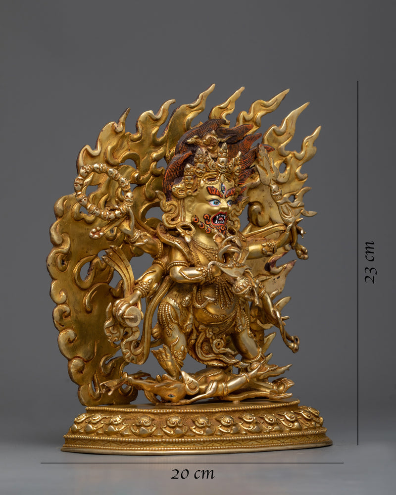 6-Armed Buddha Mahakala Statue | Golden Glory of Tibetan Craftsmanship