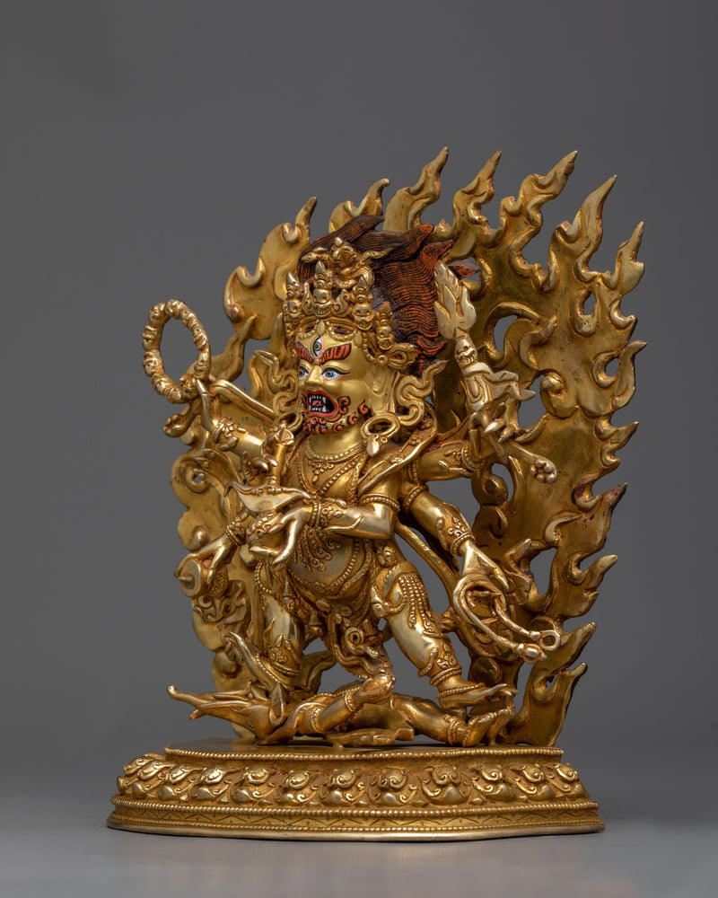 6-Armed Buddha Mahakala Statue | Golden Glory of Tibetan Craftsmanship