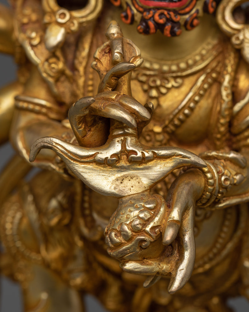 6-Armed Buddha Mahakala Statue | Golden Glory of Tibetan Craftsmanship