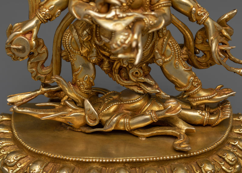 6-Armed Buddha Mahakala Statue | Golden Glory of Tibetan Craftsmanship