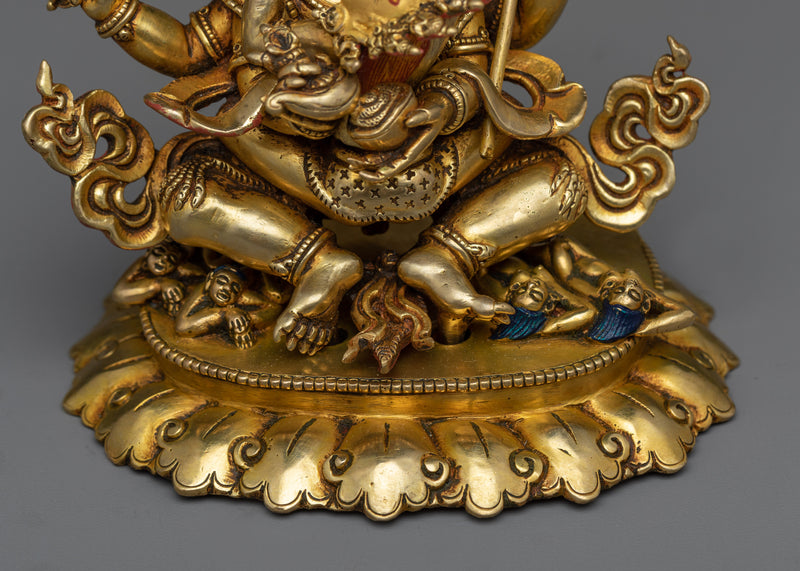 4-Armed Mahakala with Consort | A Dual Display of Divine Devotion