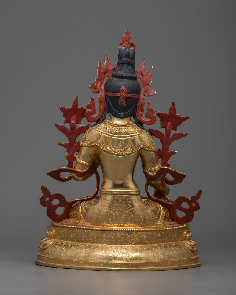 White Tara 12.9 Inches Statue | Handmade in Traditional Himalayan Art