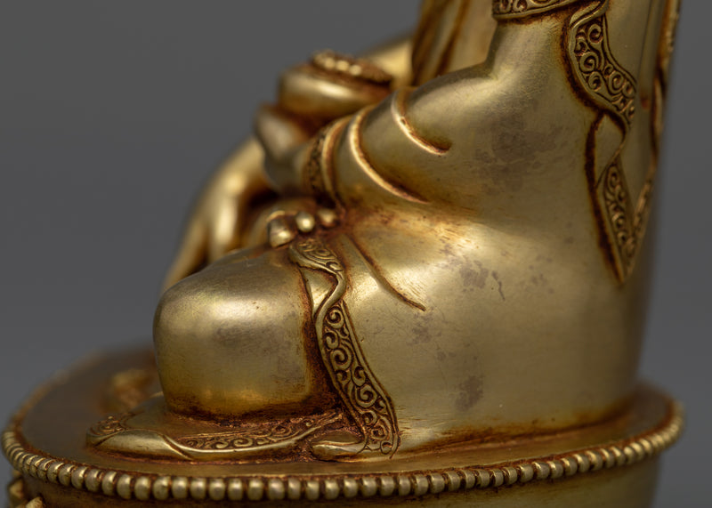 Shakyamuni Buddha Gold Idol | Small Handmade Nepalese Figurine