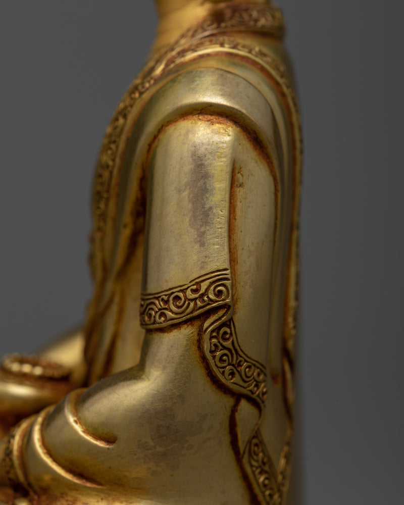 Shakyamuni Buddha Gold Idol | Small Handmade Nepalese Figurine