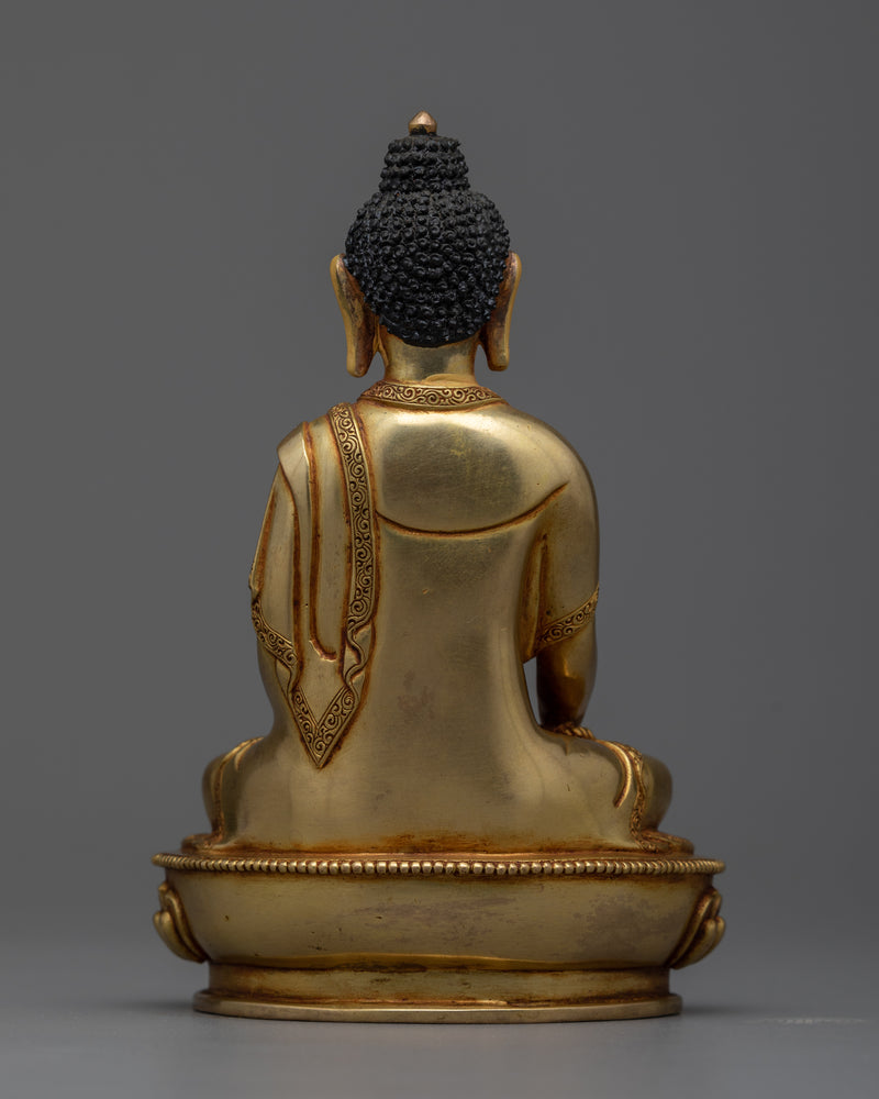 Shakyamuni Buddha Gold Idol | Small Handmade Nepalese Figurine