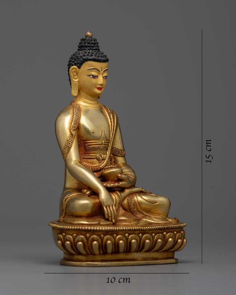 Shakyamuni Buddha Gold Idol | Small Handmade Nepalese Figurine