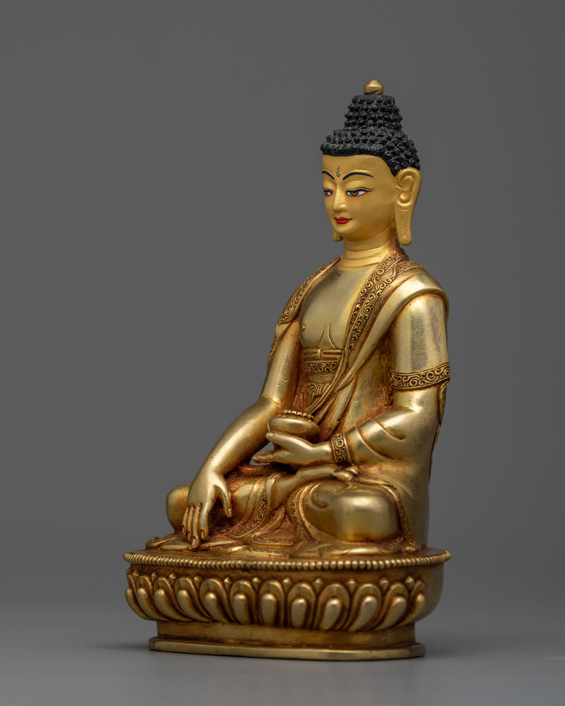 Shakyamuni Buddha Gold Idol | Small Handmade Nepalese Figurine