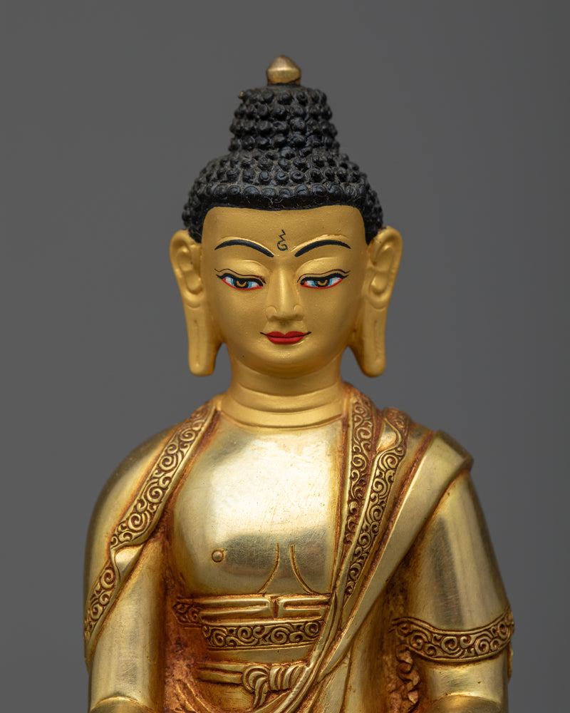 Shakyamuni Buddha Gold Idol | Small Handmade Nepalese Figurine