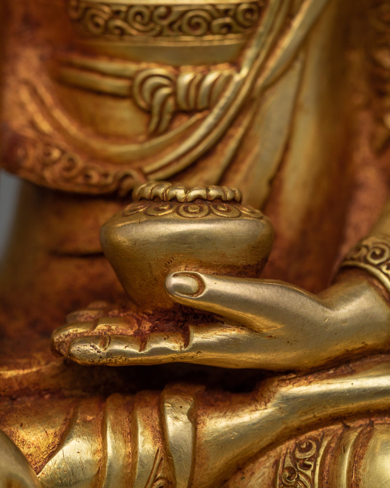 Shakyamuni Buddha Gold Idol | Small Handmade Nepalese Figurine